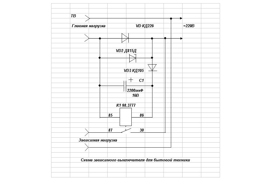 Зависимое включение нагрузки схема